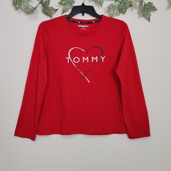 Tommy Hilfiger Sport Size XXL Red Cotton Blend Long Sleeve Tee T-Shirt Top - Picture 1 of 5